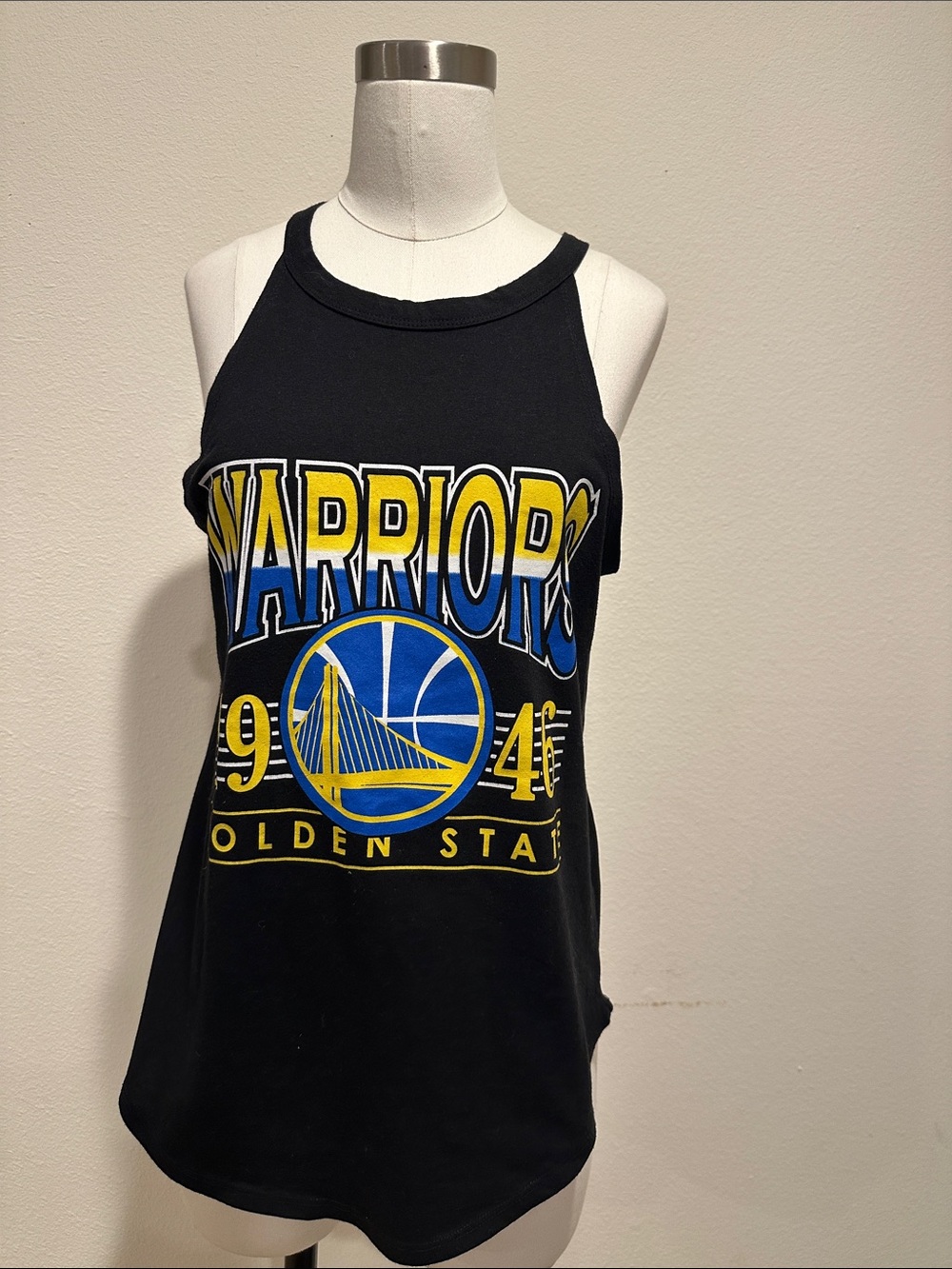 Golden State Warriors Black Graphic Mesh Back Tank Top - Women’s